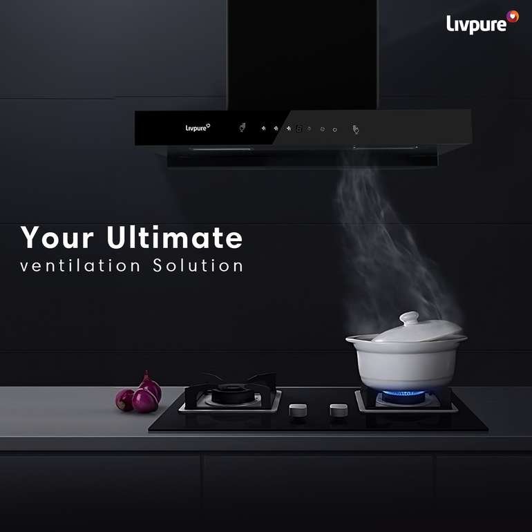 Livpure Ether-90 Auto Clean Wall Mounted Chimney (Powerful Suction-1350 m3/h Black) - Image 2