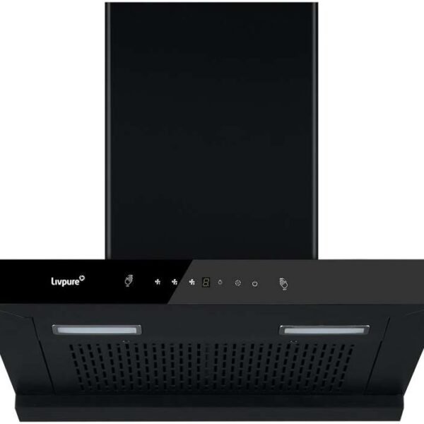 Livpure Ether-75 Auto Clean Wall Mounted Chimney (Powerful Suction-1350 m3/h Black)