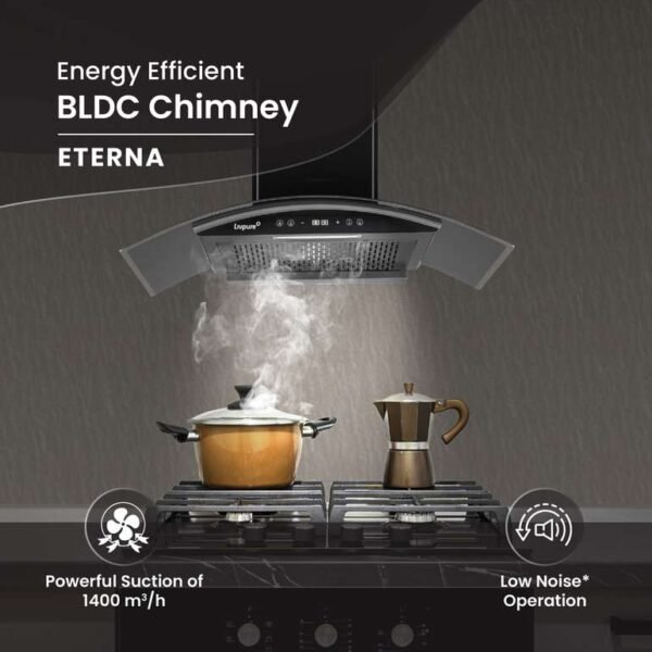 Livpure Invicto Plus BLDC-90 Auto Clean Wall Mounted Chimney (Powerful Suction-1450 m3/h Black)