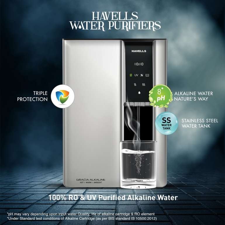 Havells Gracia RO+UV Alkaline Hot, Warm & Ambient Water With Touch Display - Image 3