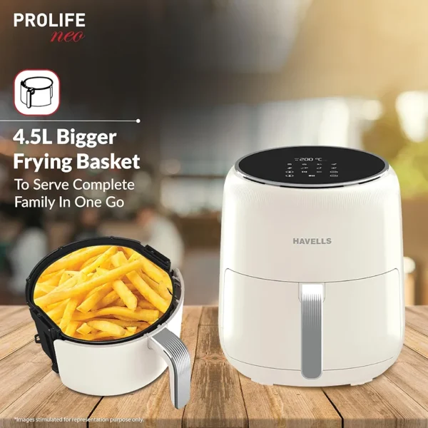 Havells Prolife Neo Air Fryer 1500 W 4.5 L Digital Control With 8 Auto Pre-Set Menu