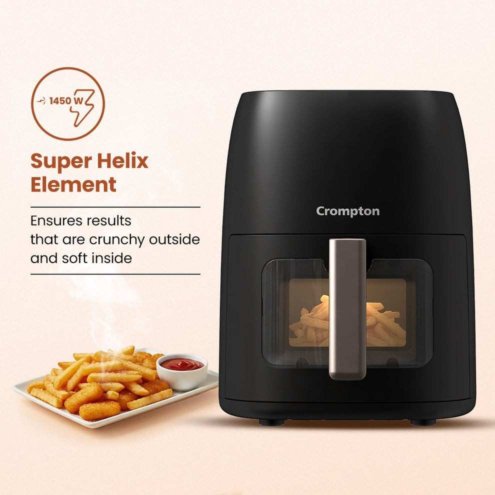 Crompton Ameo DLX 4.2L Air Fryer | 1450W Super Helix Heating | Oil-Free Healthy Cooking | Digital Display with Indian Preset Menus | 2 Year Warranty - Image 2