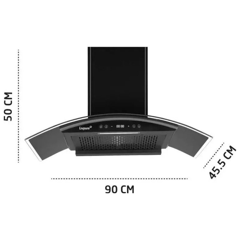 Livpure Invicto Plus BLDC-90 Auto Clean Wall Mounted Chimney (Powerful Suction-1450 m3/h Black) - Image 4